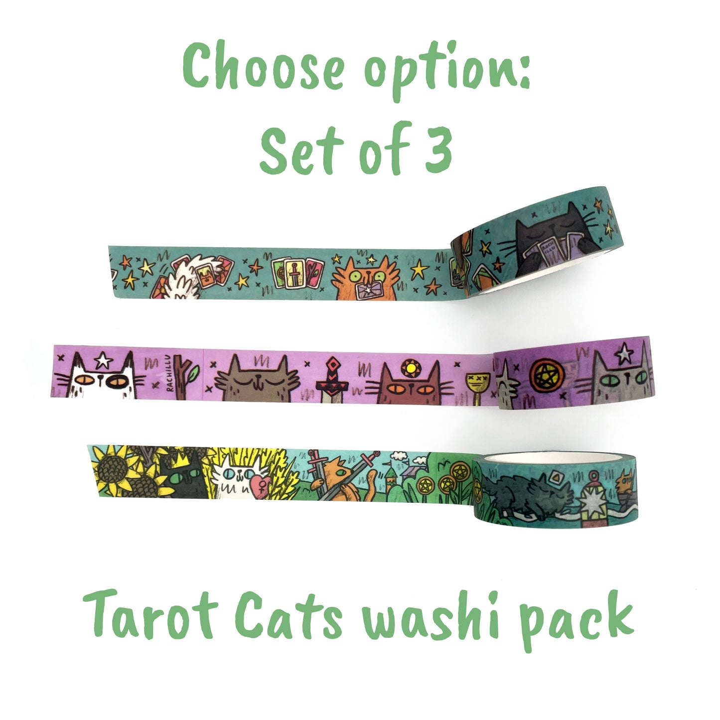 Cats and Tarot Suits Washi Tape