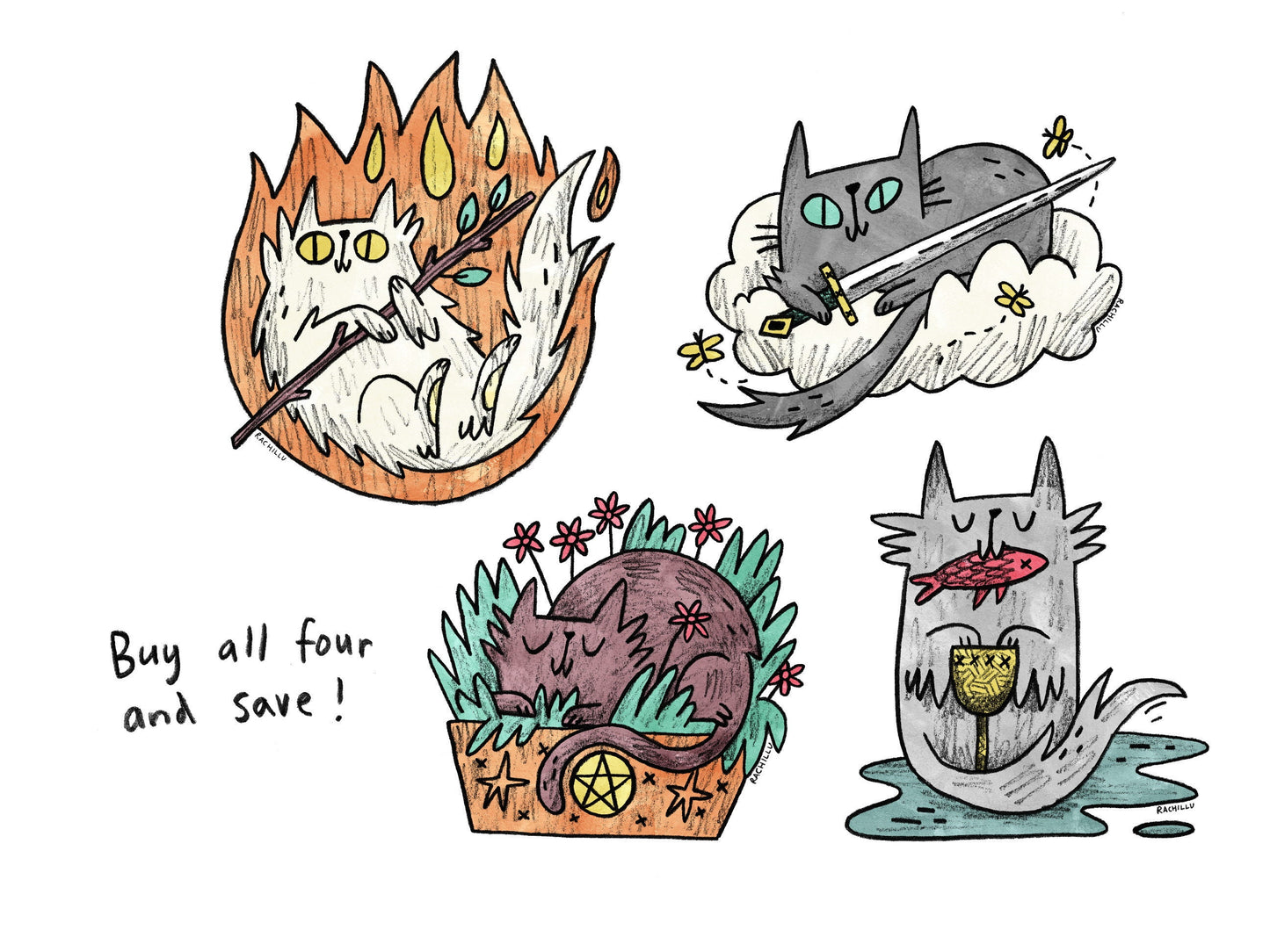 Wand Cat Tarot Sticker