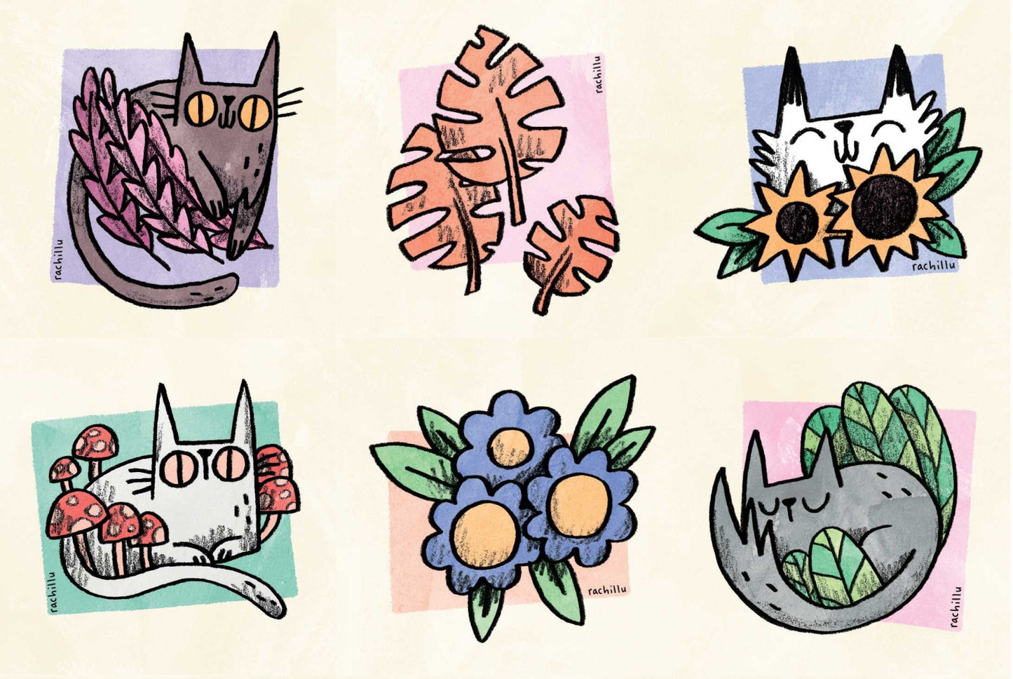 Plant Cats sticker set
