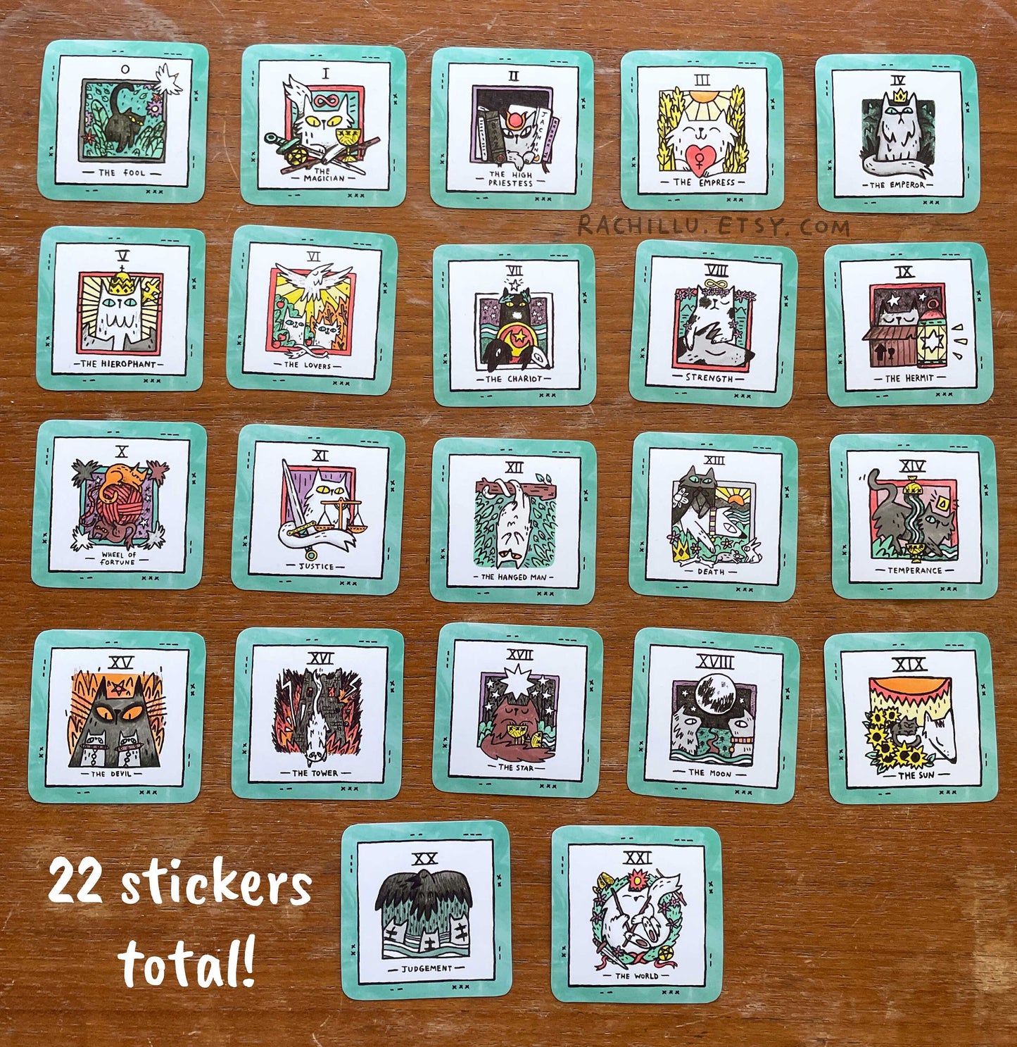 Mini Cat Tarot 22 Sticker Set