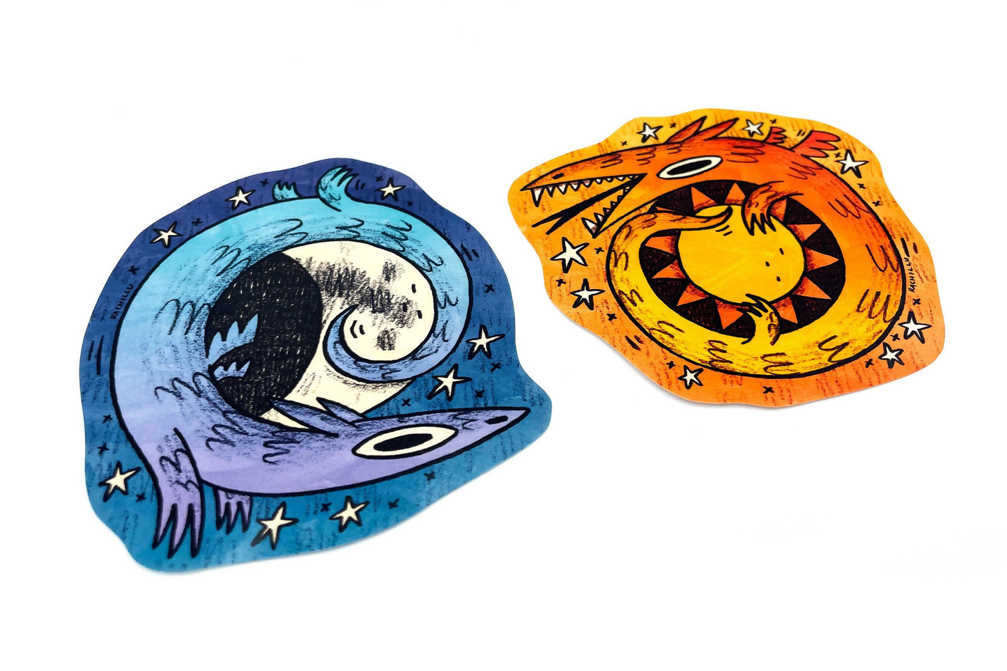 Sun and Moon Dragon Sticker Set