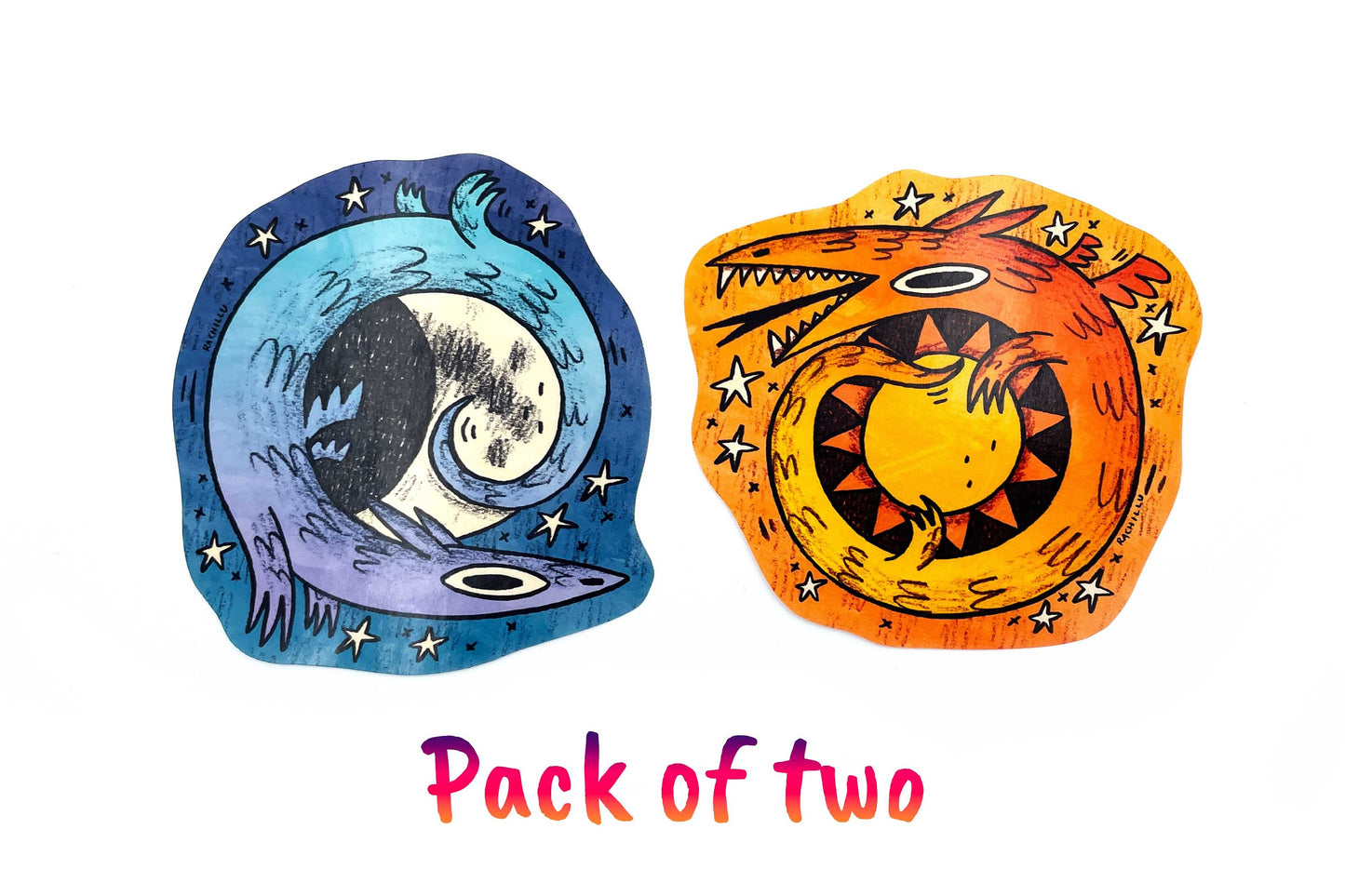 Sun and Moon Dragon Sticker Set