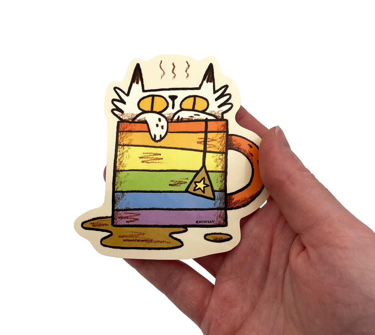Rainbow Mug Cat Sticker