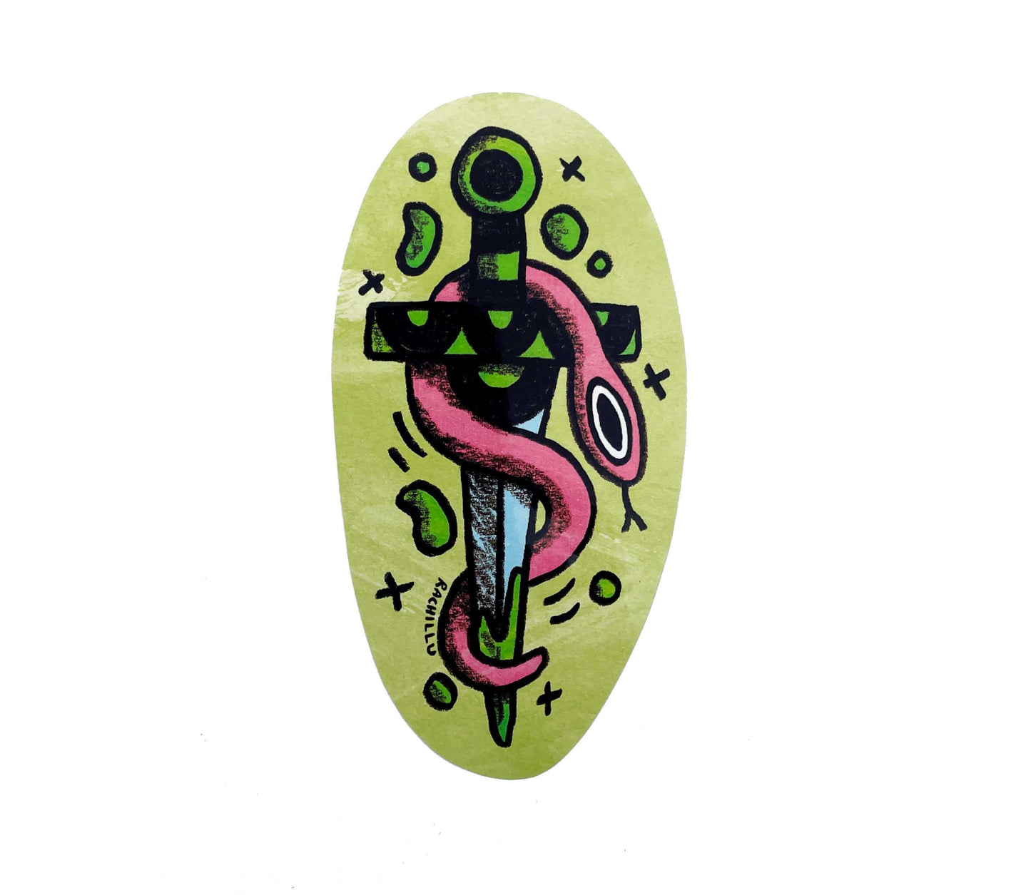 Snake and Dagger Sticker