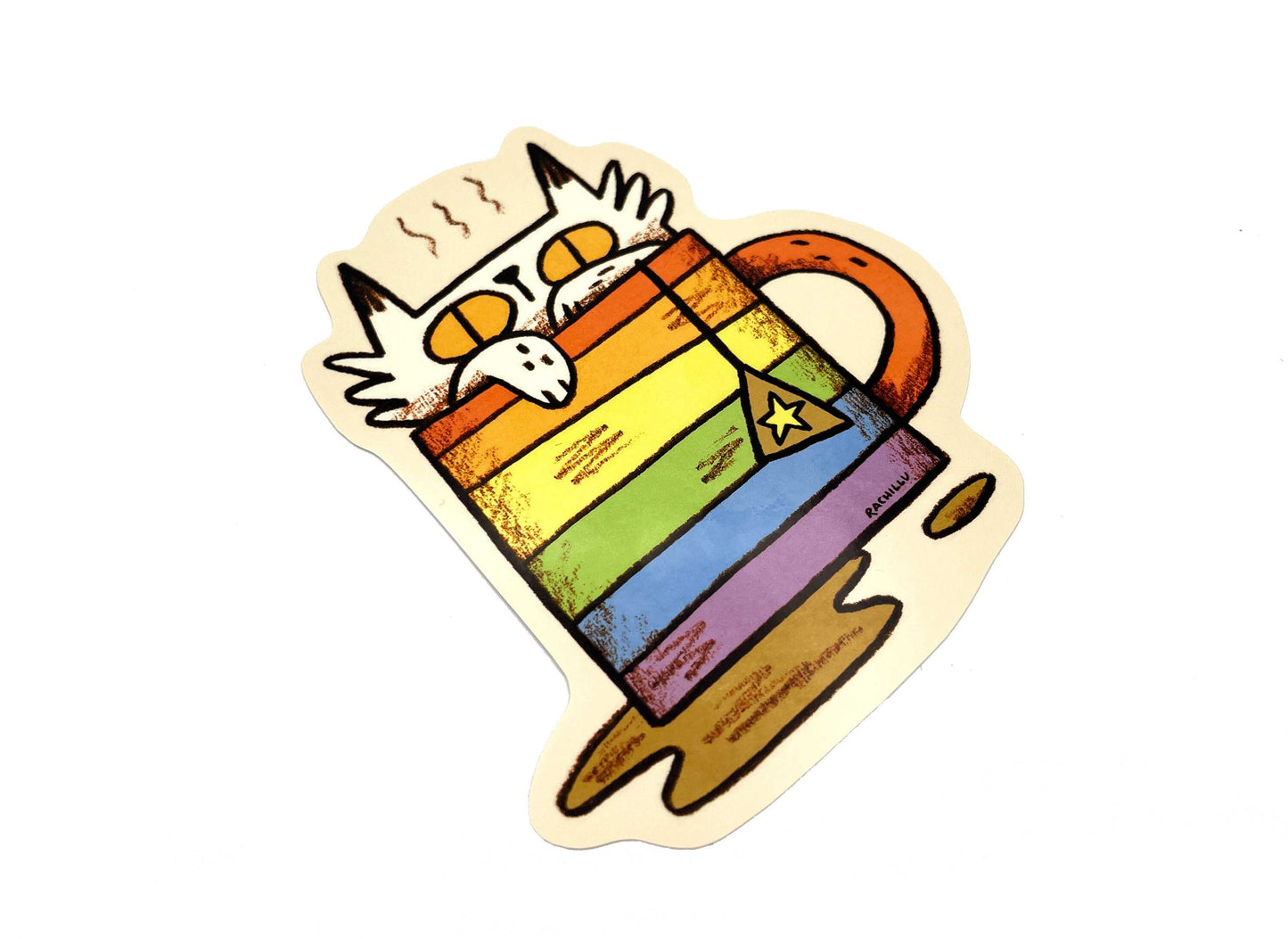 Rainbow Mug Cat Sticker