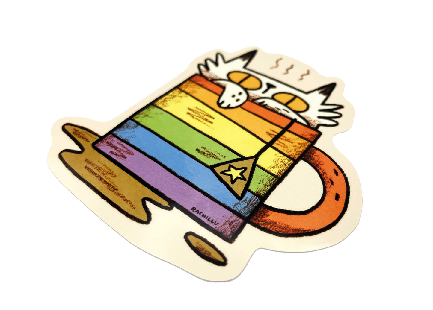 Rainbow Mug Cat Sticker