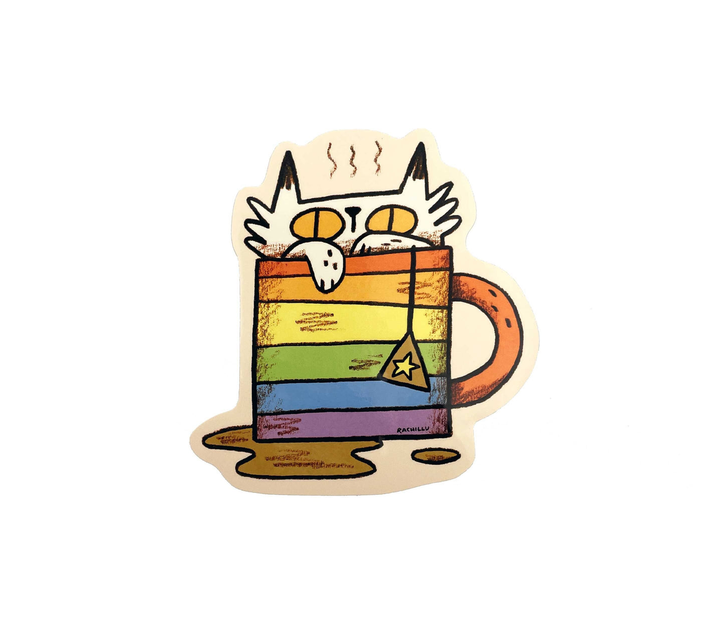 Rainbow Mug Cat Sticker