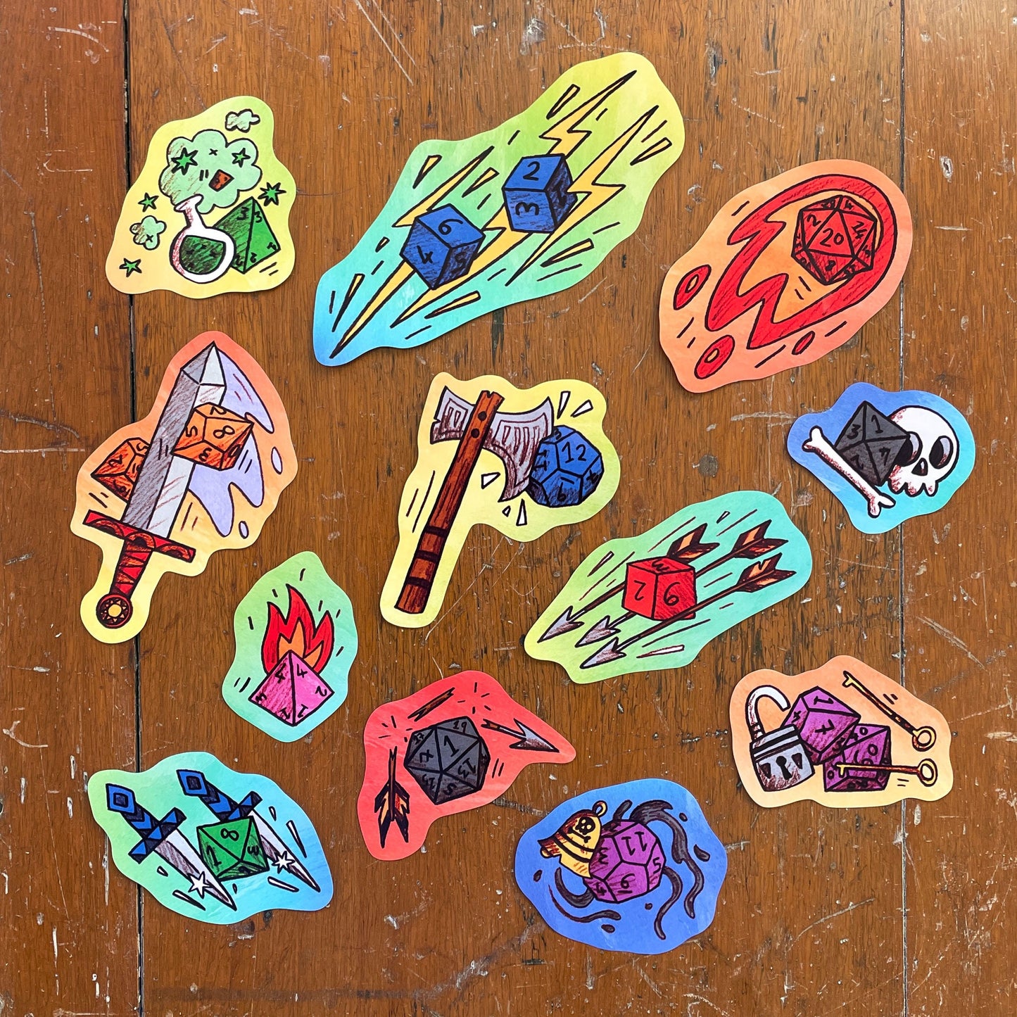 Polyhedral Dice Sticker Pack