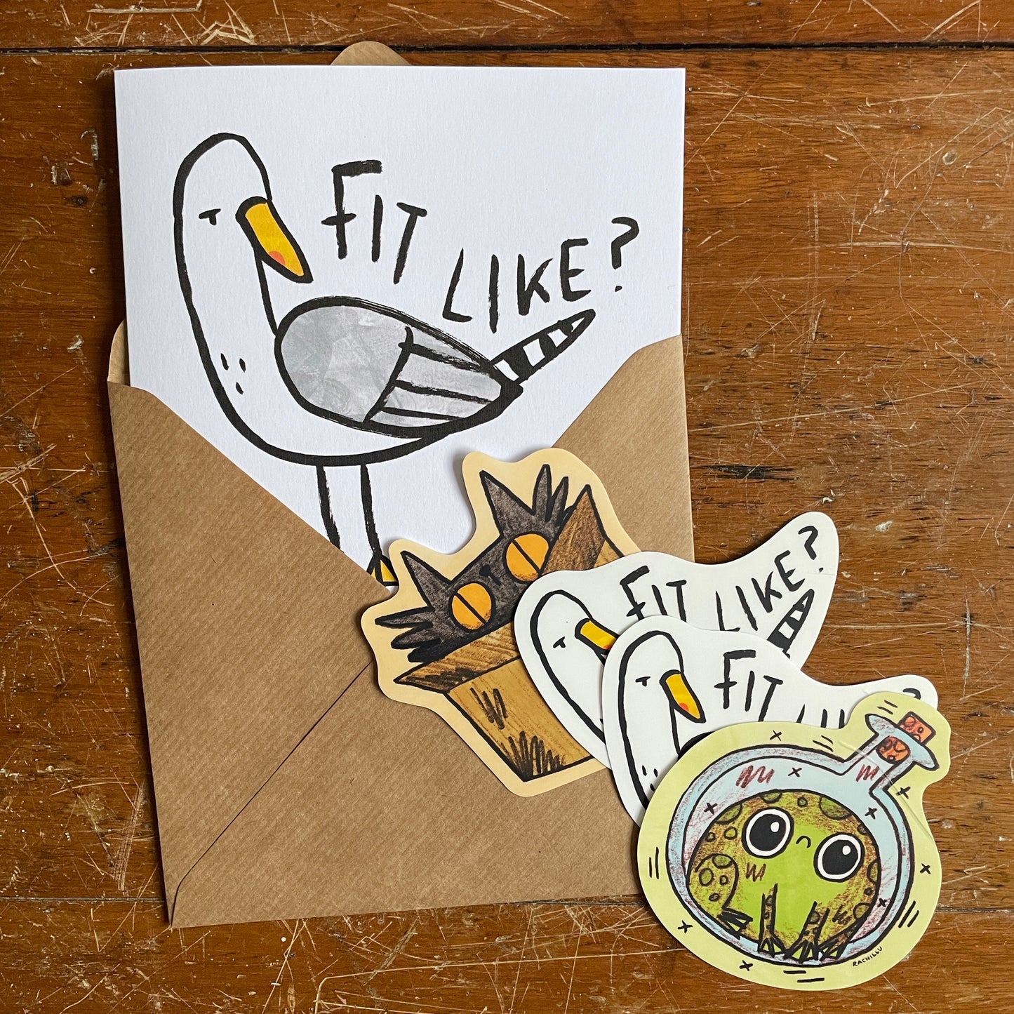 Fit Like card plus stickers - seconds quality