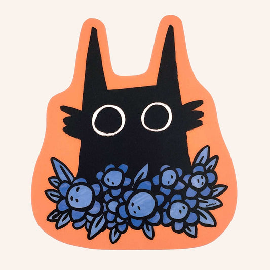 Black Cat in Flowers Sticker
