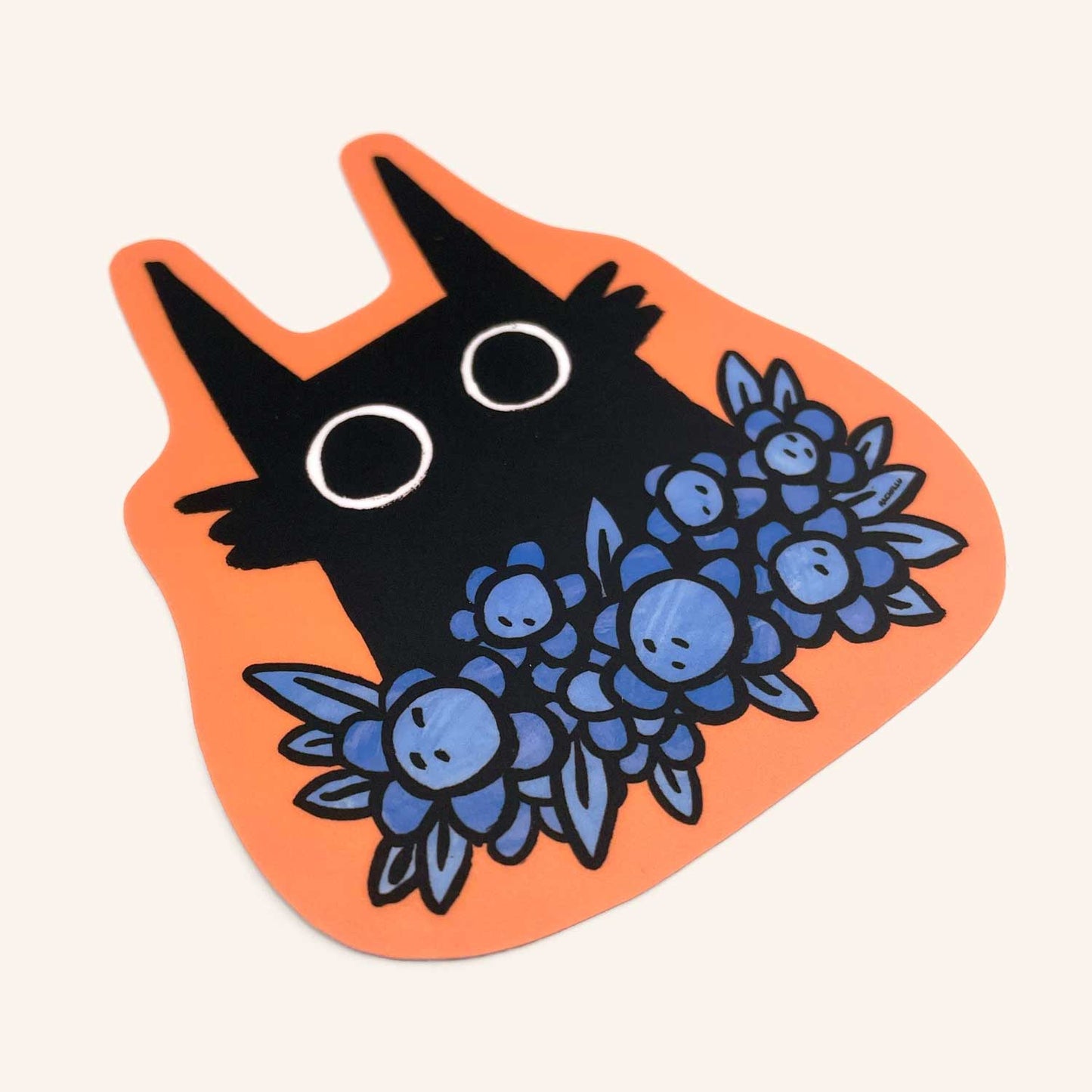 Black Cat in Flowers Sticker