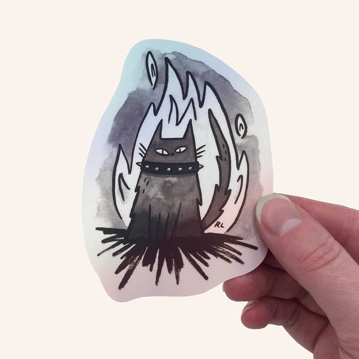 Hell Cat Holographic Sticker
