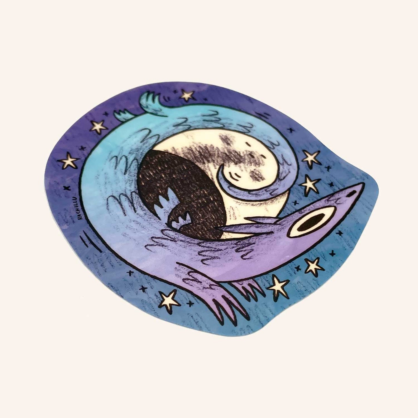 Moon Dragon Sticker