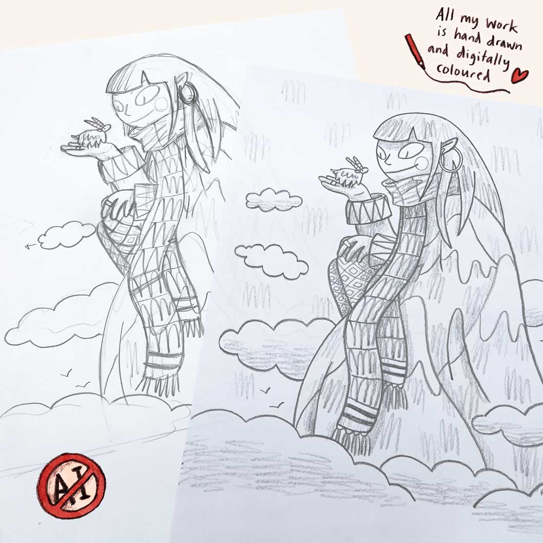 Mountain and Goat art print