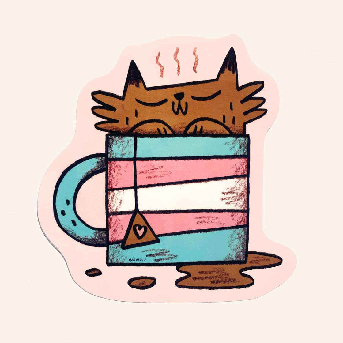 Transgender Mug Cat Sticker