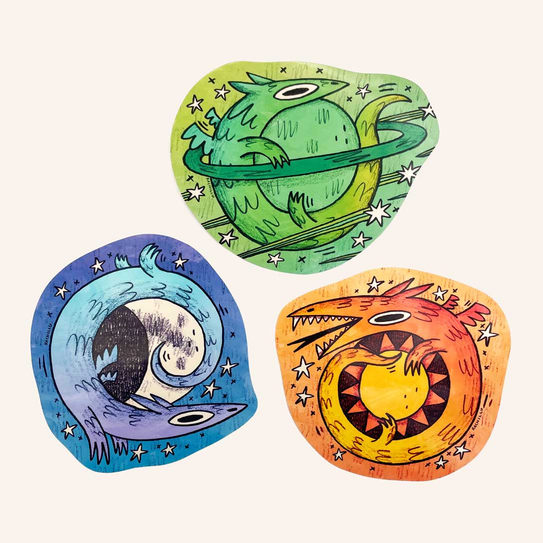 Three Pack of Dragon Stickers
