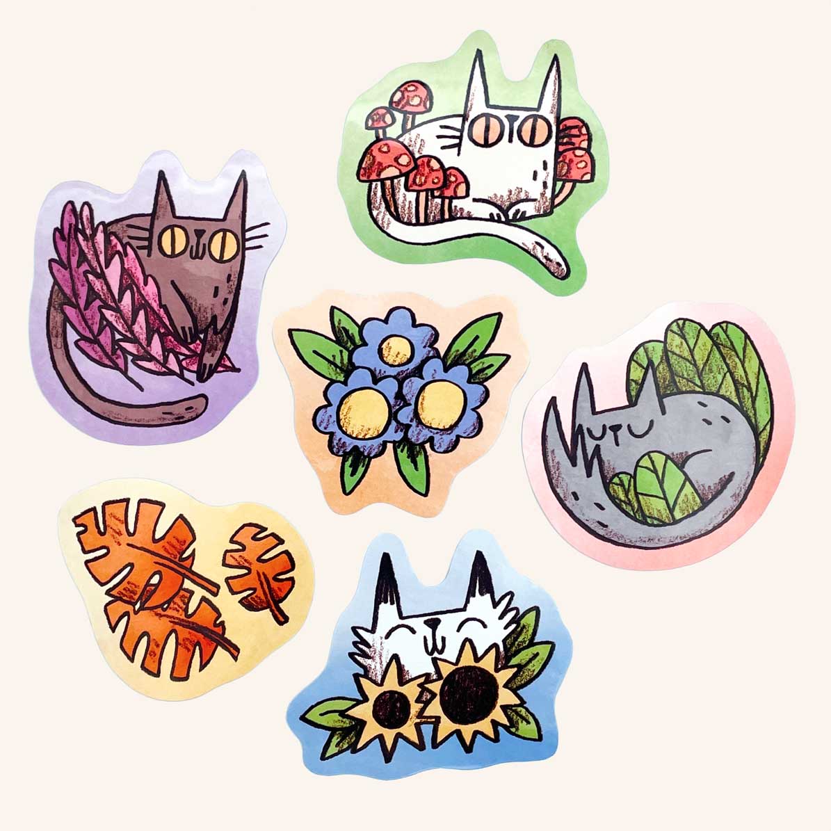 Plant Cats sticker set