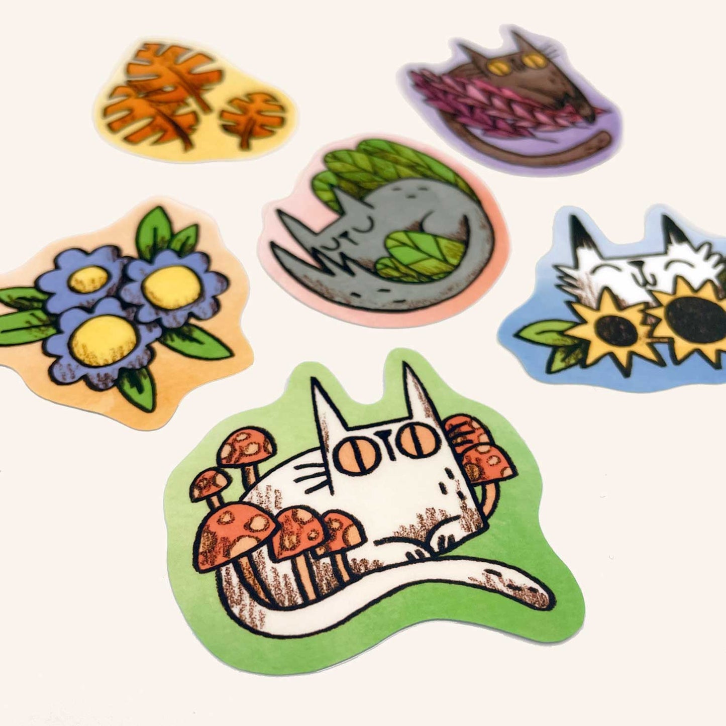 Plant Cats sticker set