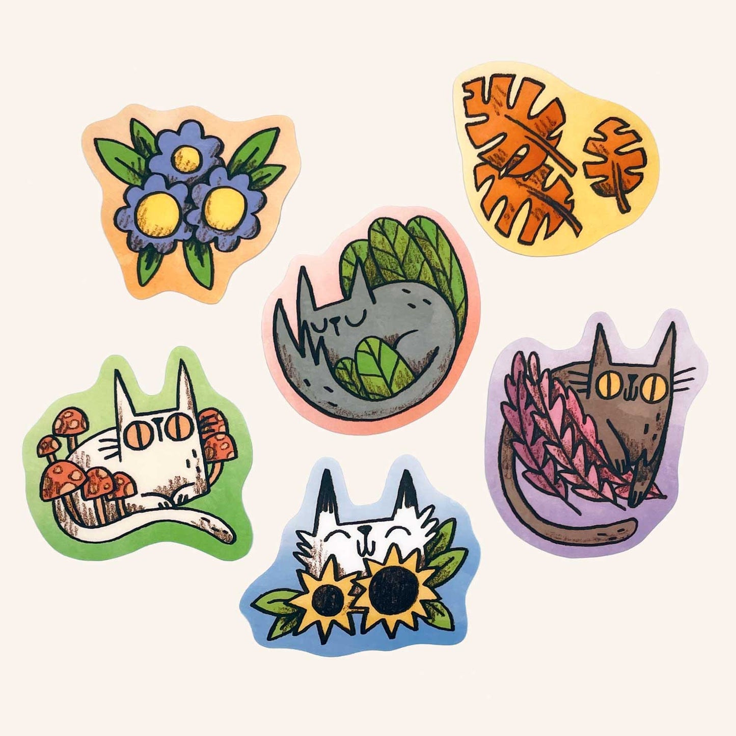 Plant Cats sticker set