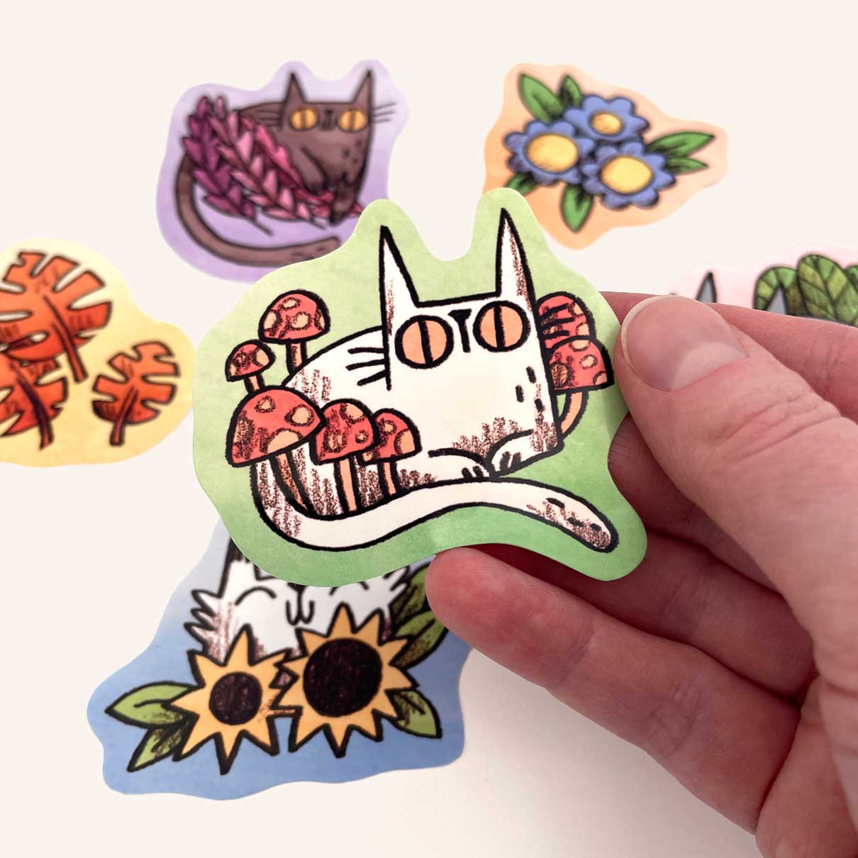 Plant Cats sticker set