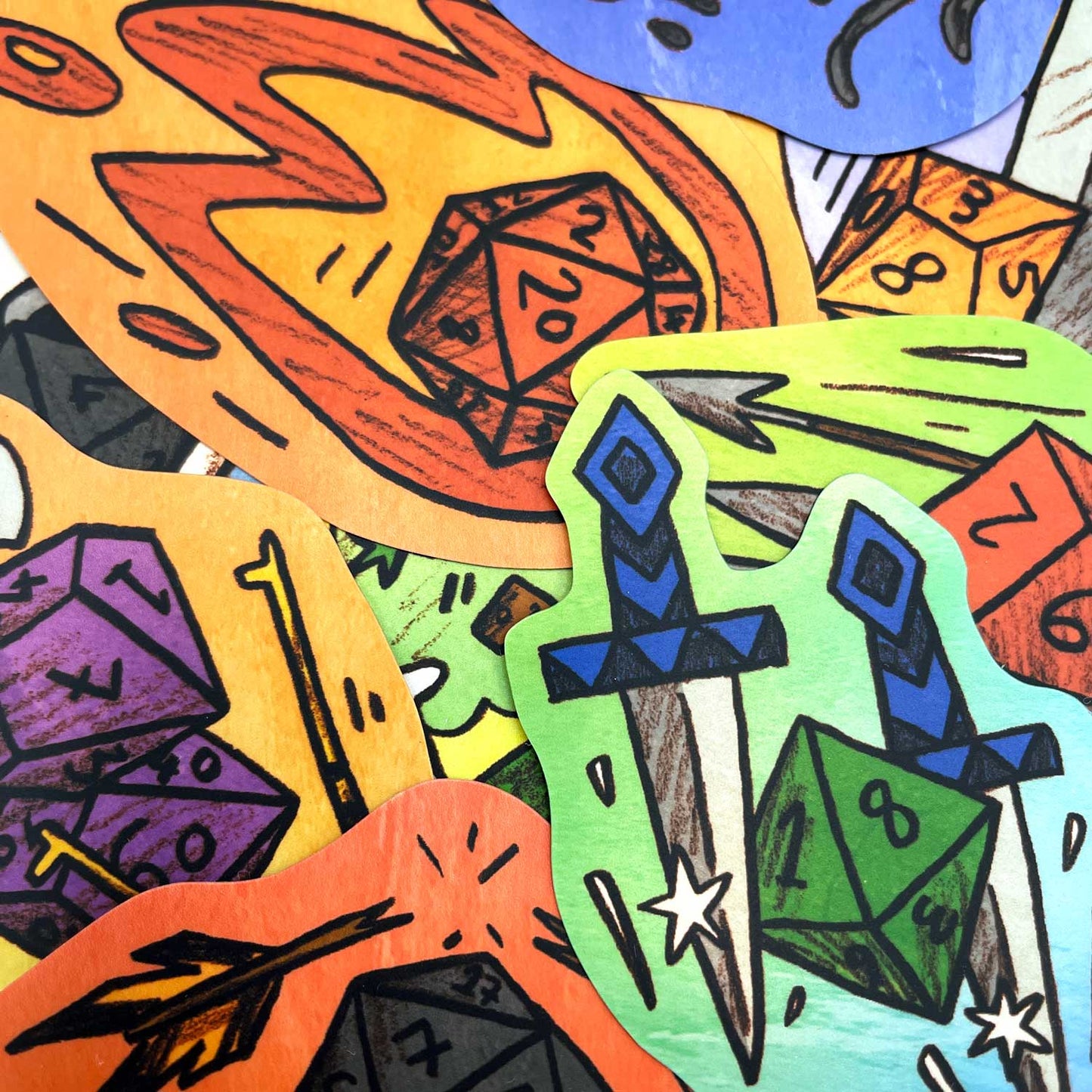 Holographic Polyhedral Dice Sticker Pack