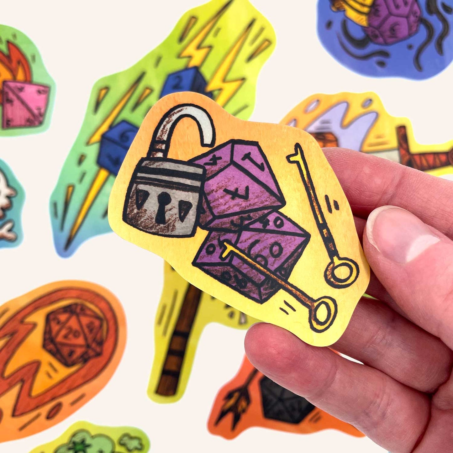 Holographic Polyhedral Dice Sticker Pack