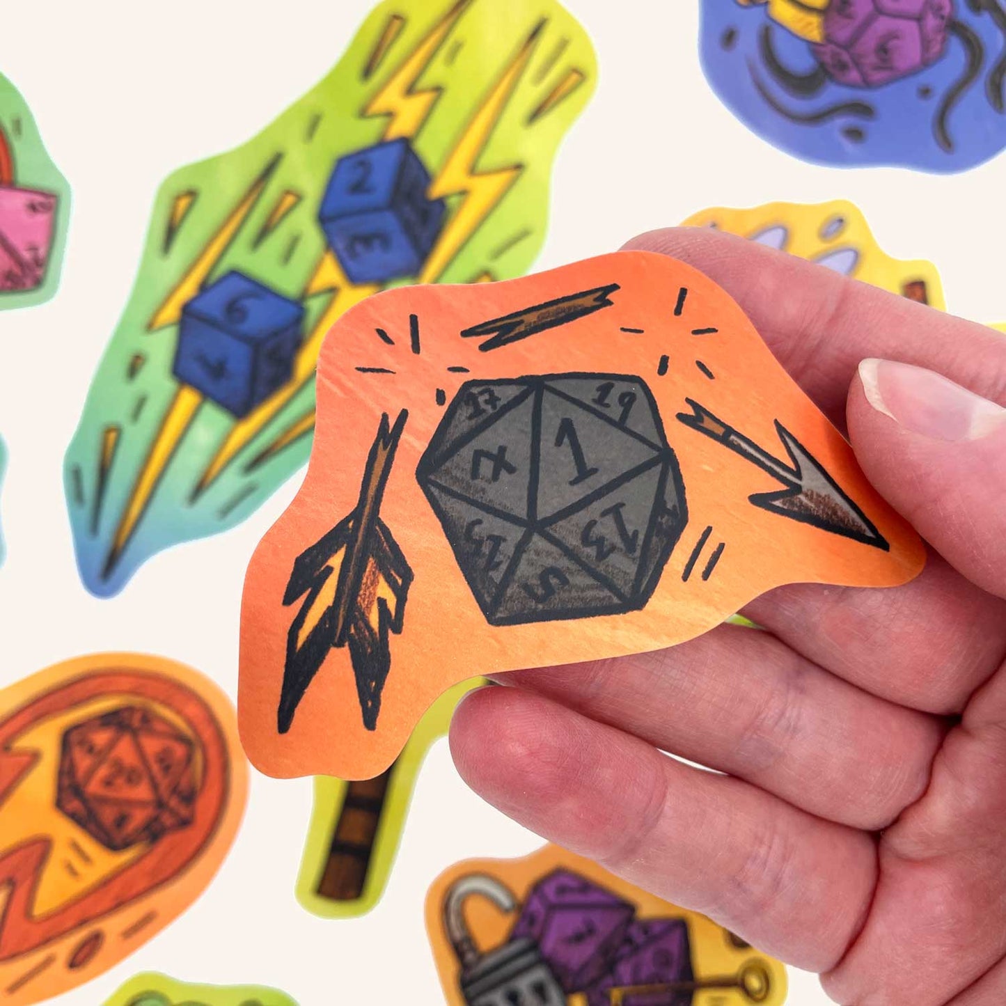 Holographic Polyhedral Dice Sticker Pack