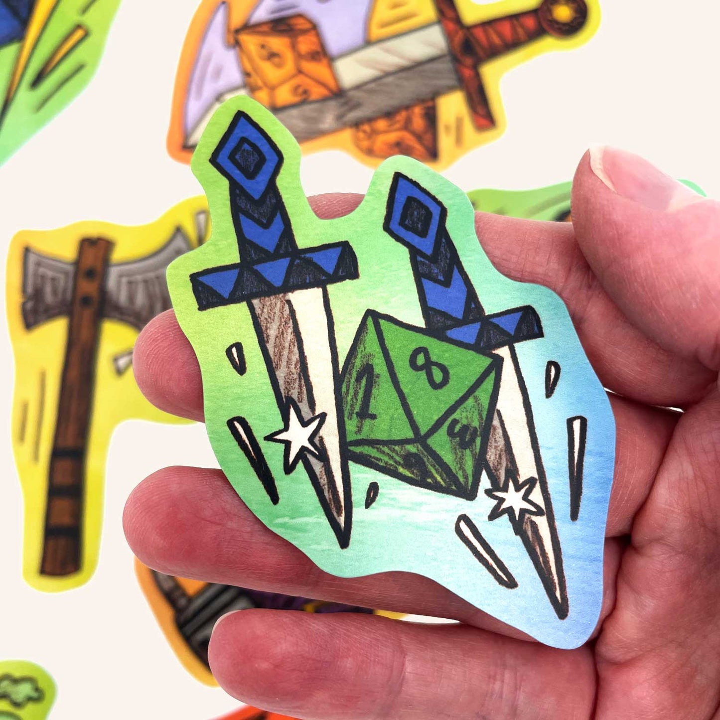 Holographic Polyhedral Dice Sticker Pack