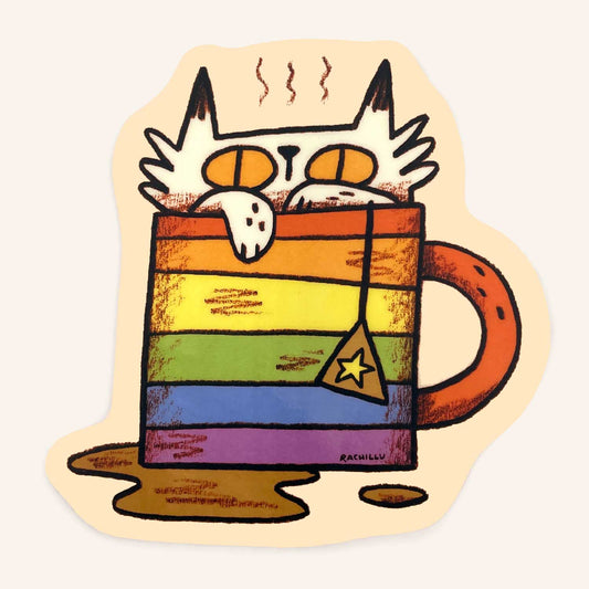 Rainbow Mug Cat Sticker