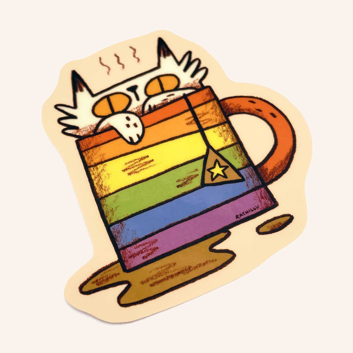 Rainbow Mug Cat Sticker