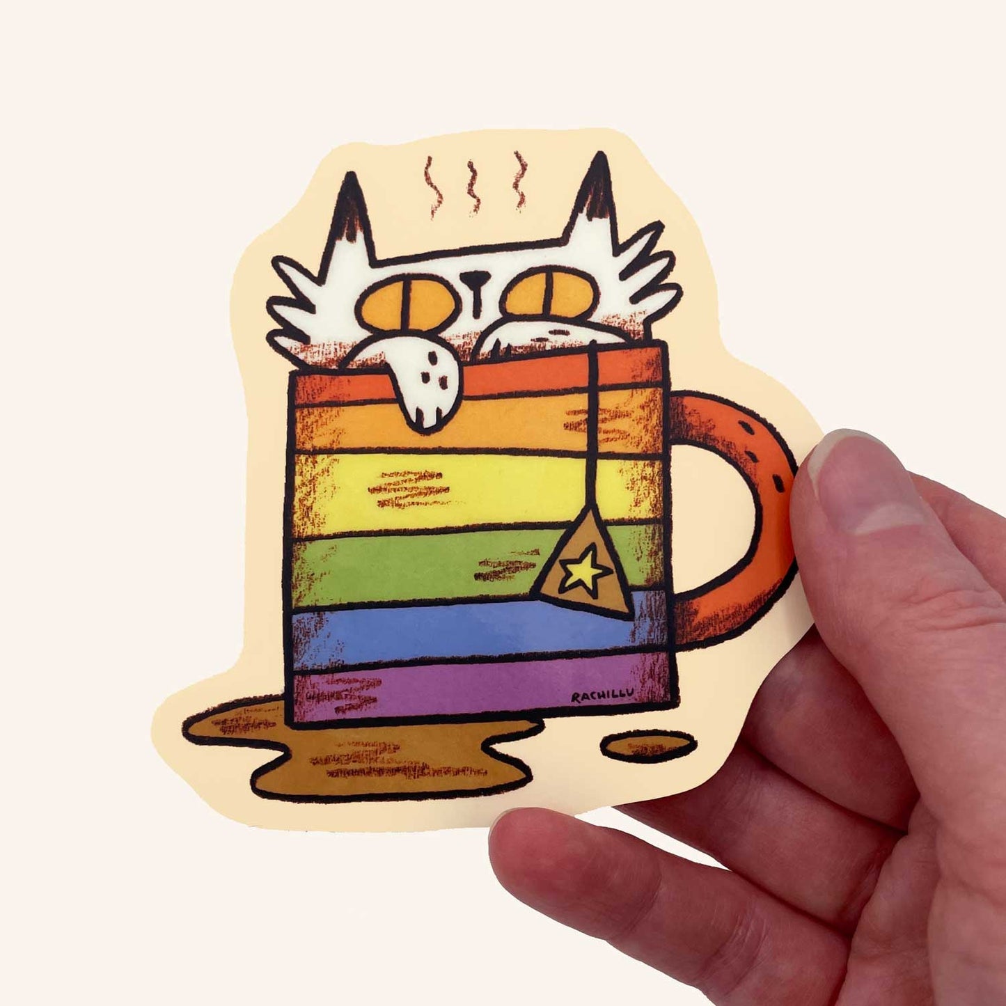 Rainbow Mug Cat Sticker