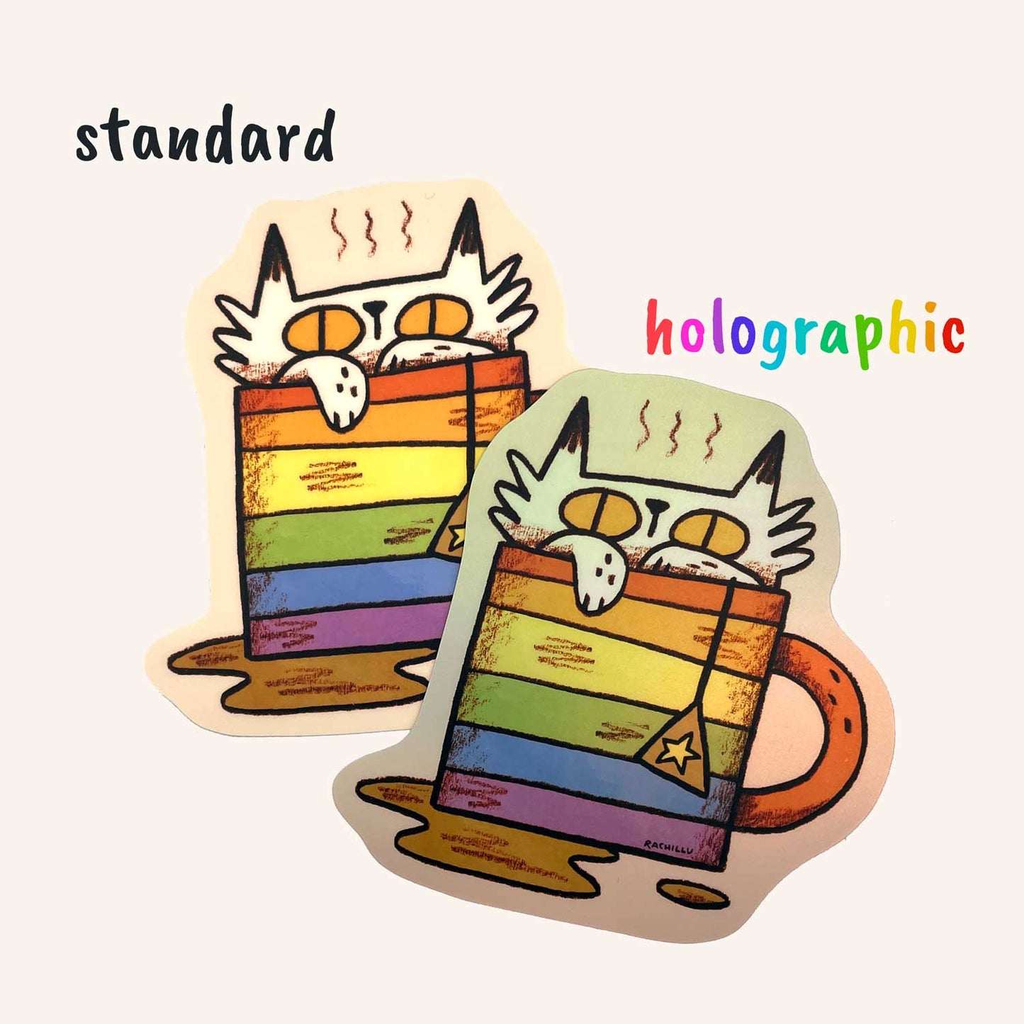 Rainbow Mug Cat Sticker