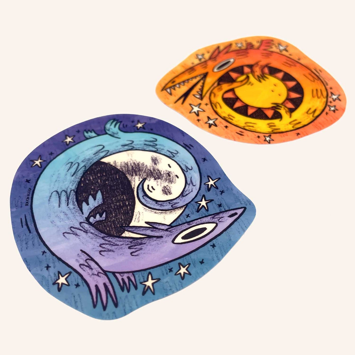 Sun and Moon Dragon Sticker Set