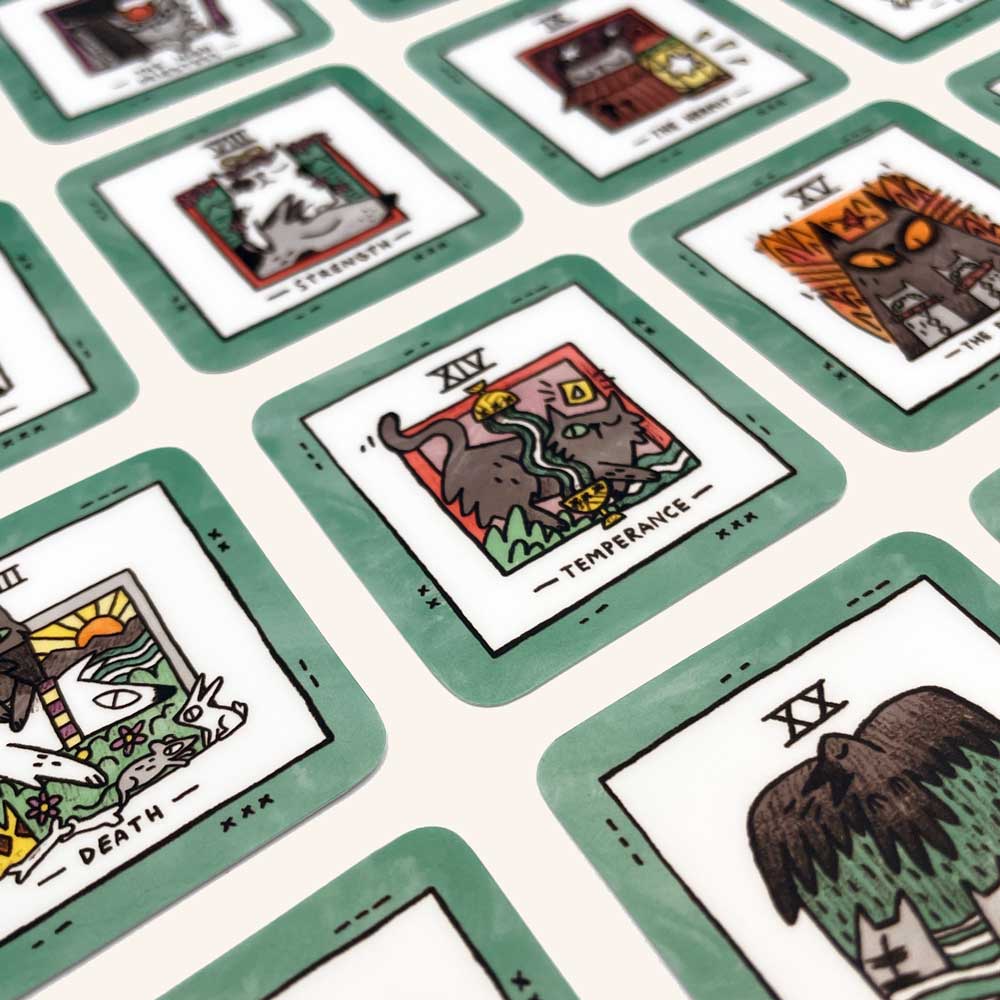 Mini Cat Tarot 24 Sticker Set