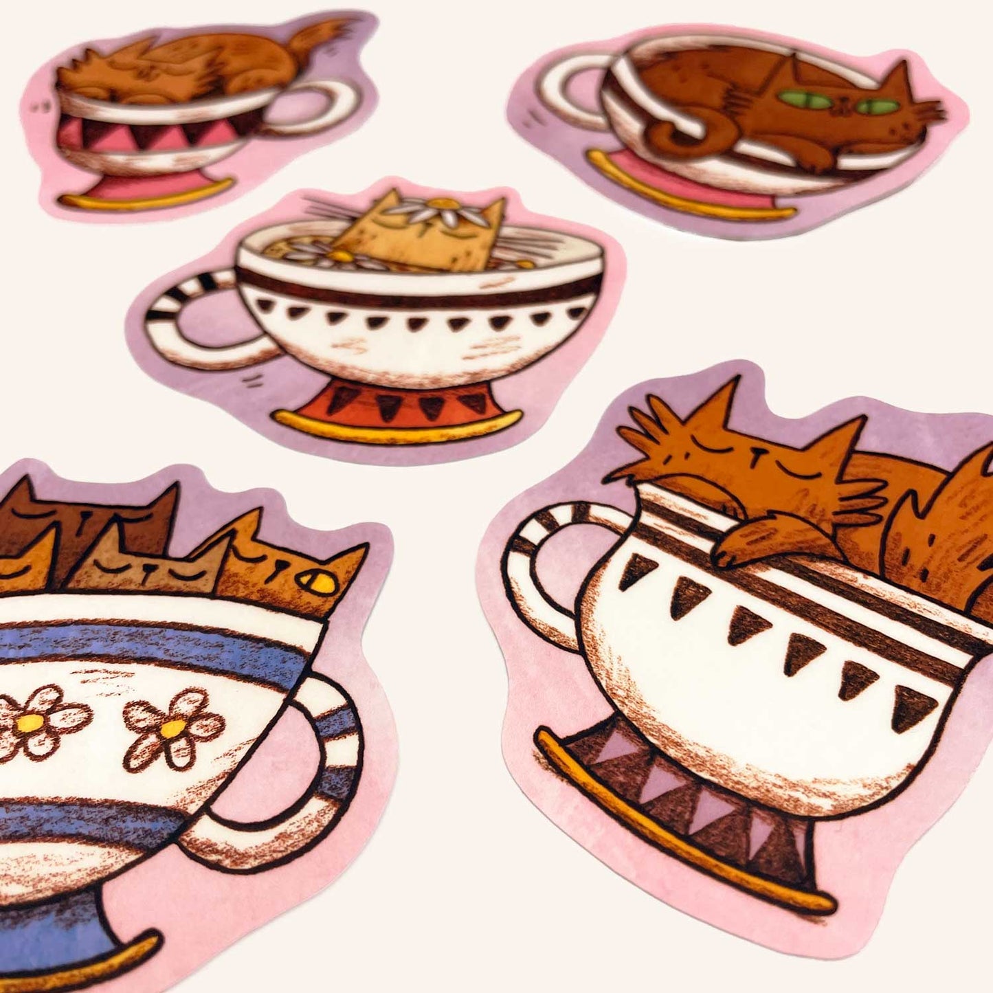 Teacup Cats Sticker Set