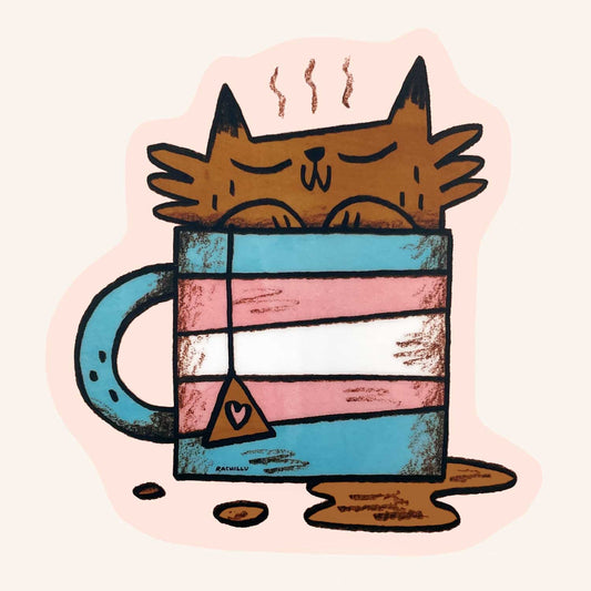 Transgender Mug Cat Sticker